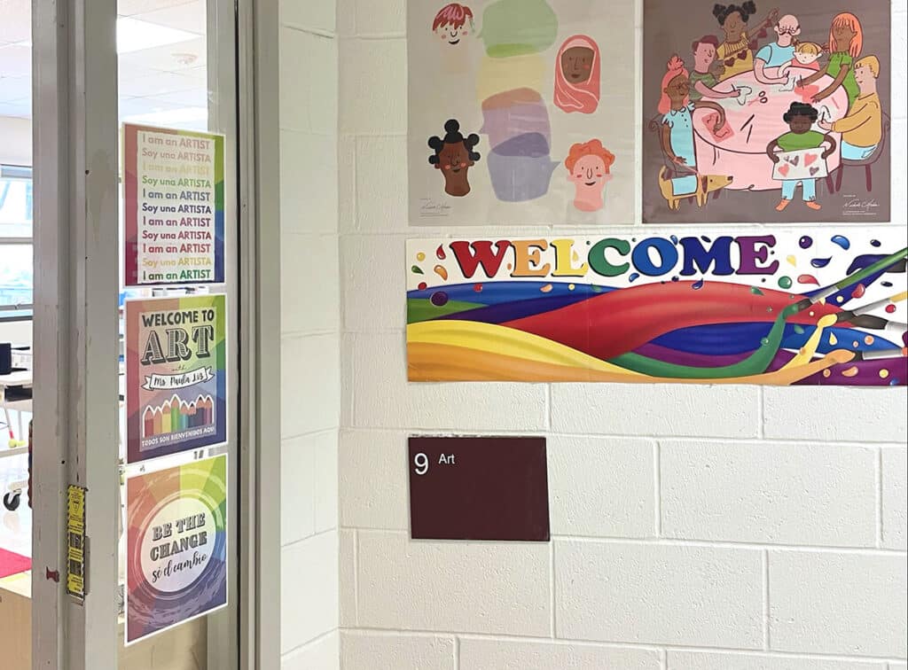 welcome sign at art room door