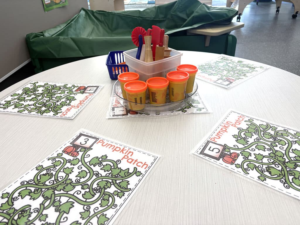 pumpkin activity with orange play dough