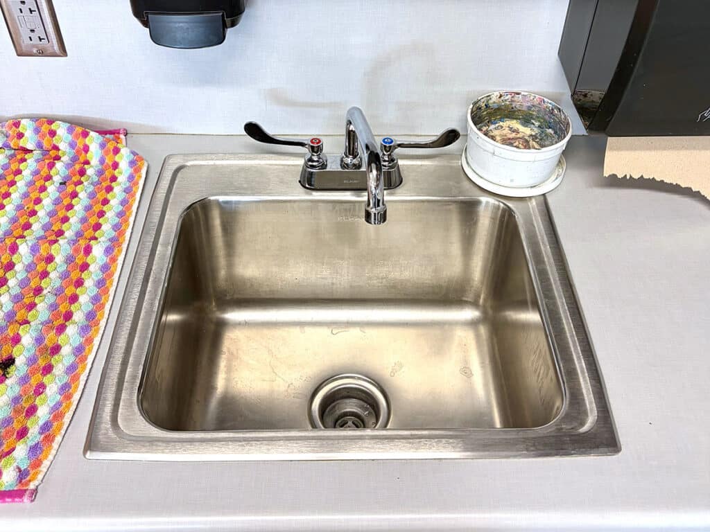 sink area with towel